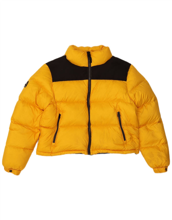 Superdry Chaqueta Acolchada Corta Para Mujer UK 46 Large Nylon Color Block Amarillo