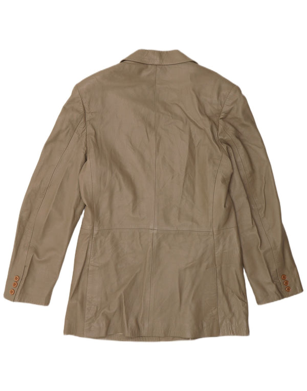 Vintage mujer doble pecho cuero Blazer chaqueta IT 52 2XL gris