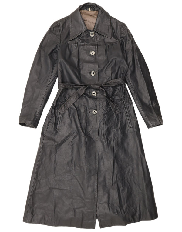 Abrigo de cuero vintage para mujer IT 42 Medium Black