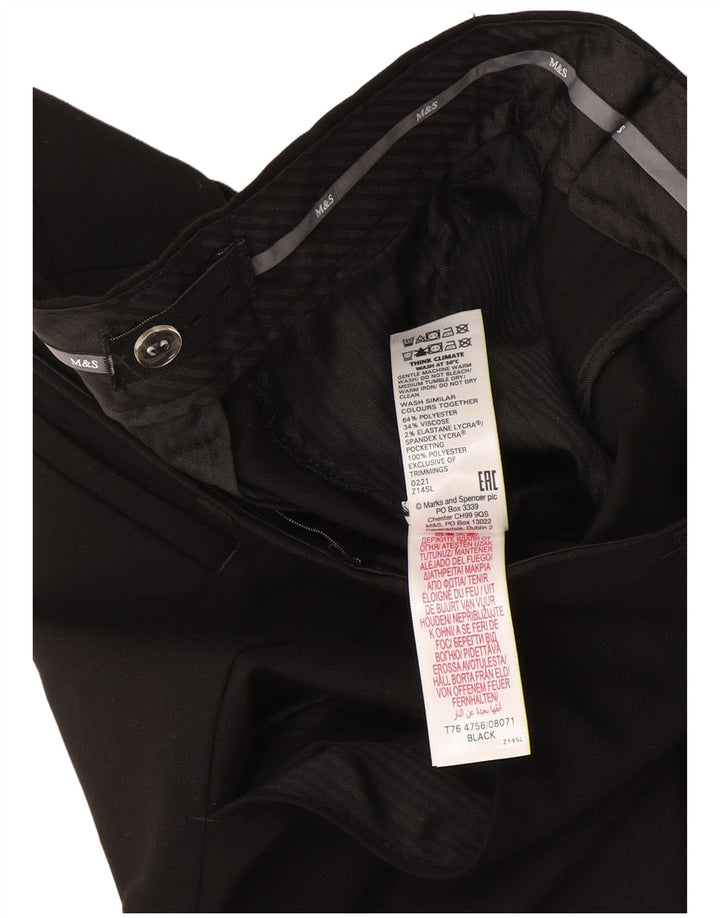 Marks & Spencer Pantalones de traje ajustados para niños 12-13 años W32 L27 Poliéster negro