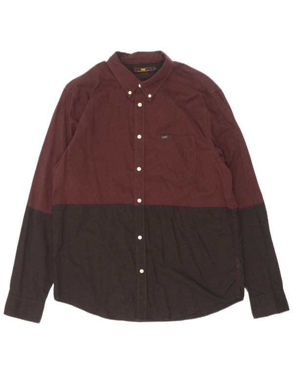 Lee Camisa Regular Fit para Hombre XL Algodón Color Block Burdeos
