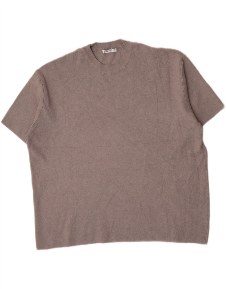 Zara Hombre Camiseta Top Gris Medio