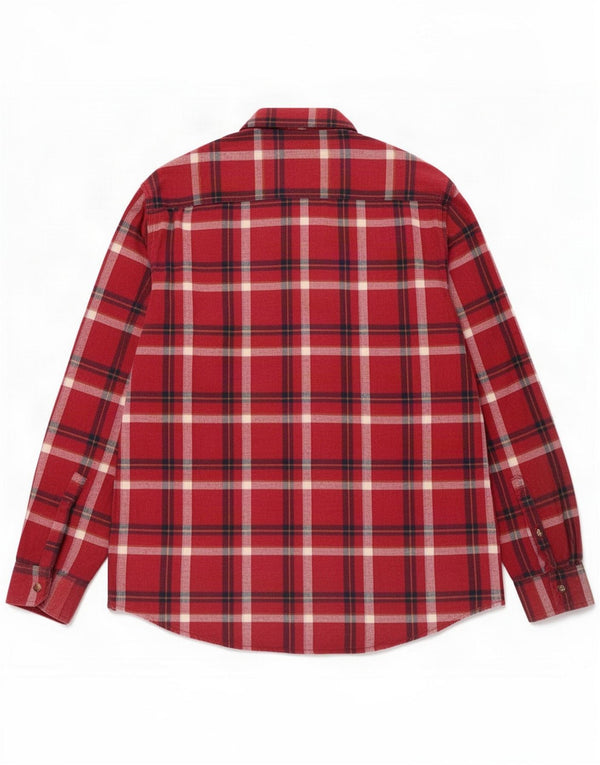 Camisa de franela vintage para hombre XL Algodón a cuadros rojos