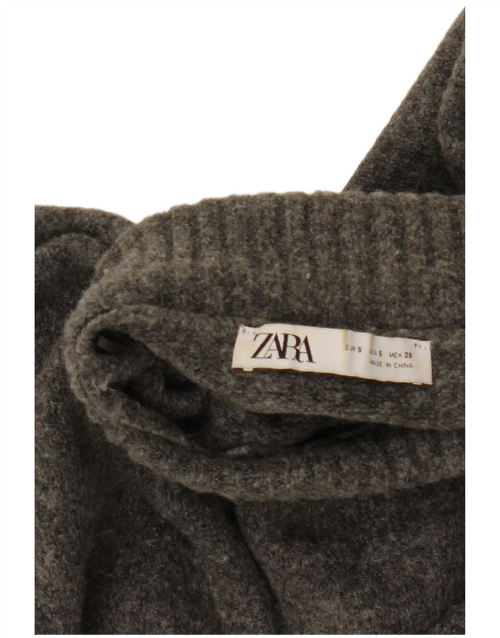 Zara Mujer Crop Oversize Cuello Alto Jersey Jersey UK 10 Small Gris