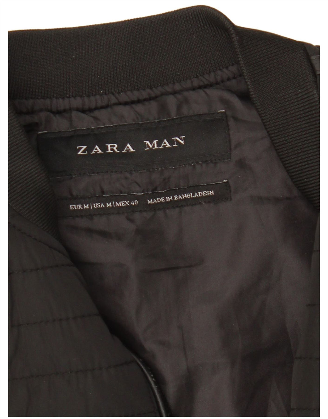 Zara Hombre Chaleco Acolchado UK 38 Mediano Negro Poliéster