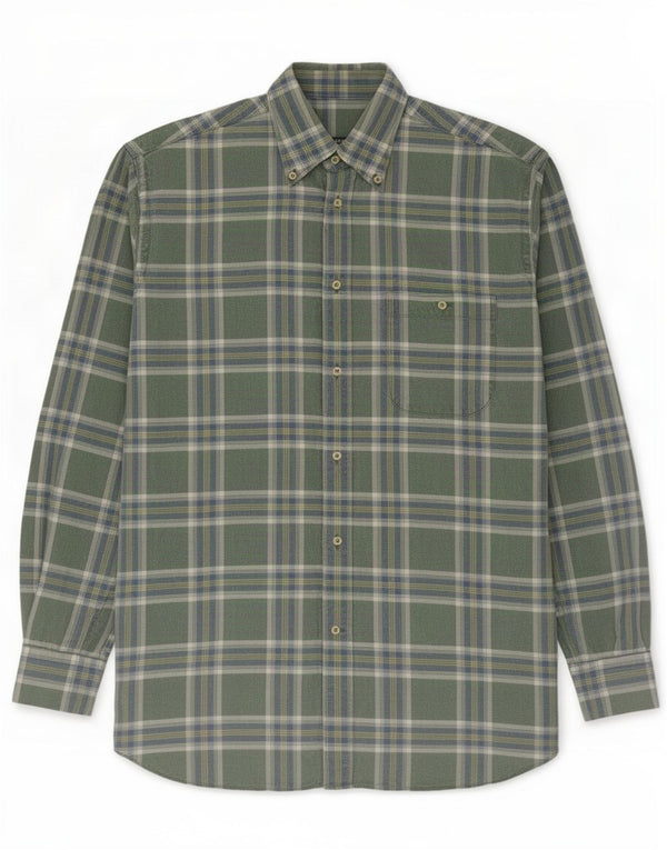 Camisa de franela para hombre Amerigo Vespucci Talla 41 Large Green Plaid Classic