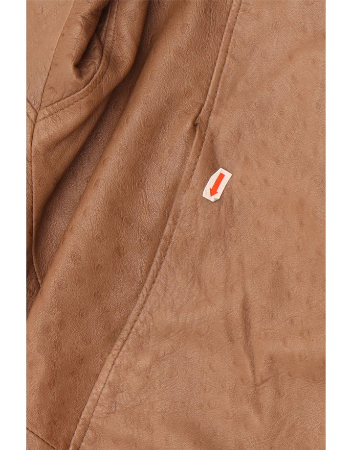 Vintage mujer abrigo de cuero de gran tamaño EU 40 cuero beige medio