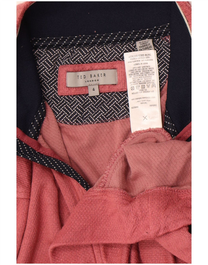 Ted Baker - Sudadera con cuello y cremallera para hombre, talla 4, viscosa rosa grande