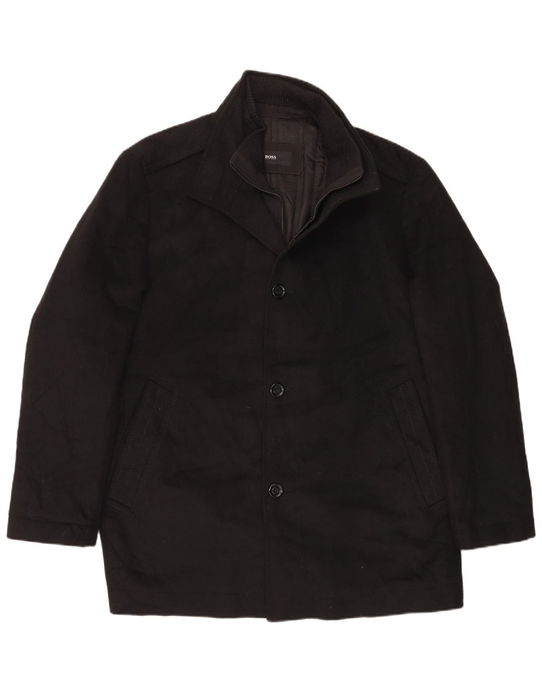 Hugo Boss Abrigo para hombre EU 56 3XL Lana negra