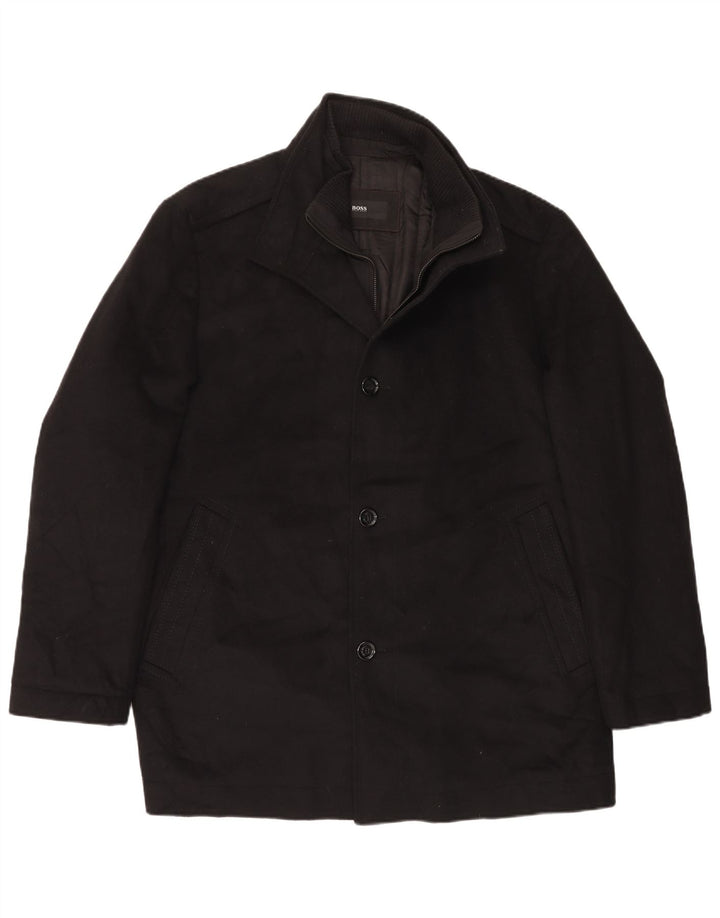 Hugo Boss Abrigo para hombre EU 56 3XL Lana negra