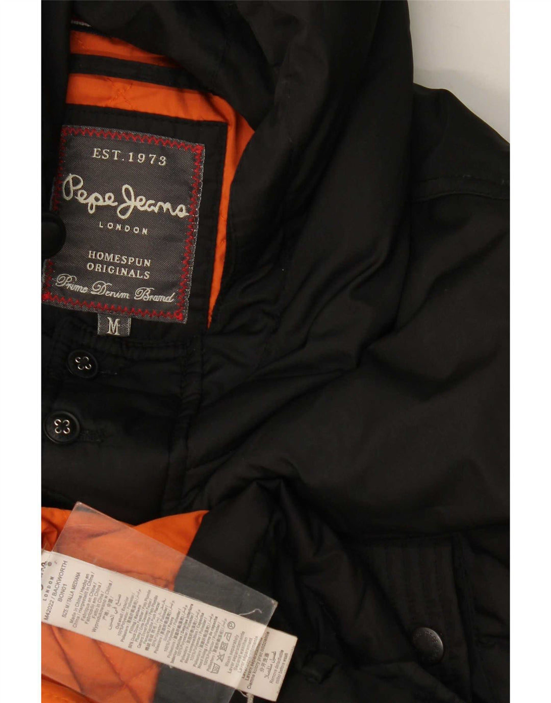 PEPE Jeans Chaqueta acolchada con capucha para hombre UK 38 Medium Negro Poliéster