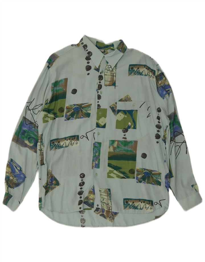 Nazzareno G. Camisa para hombre grande azul patchwork