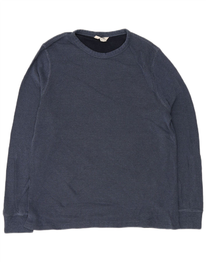 MARKS & SPENCER Camiseta holgada de manga larga de algodón azul medio para hombre