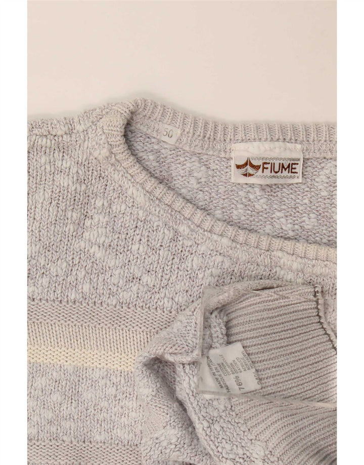 Fiume Jersey Suelto con Cuello Redondo para Hombre IT 50 Gris Medio Moteado