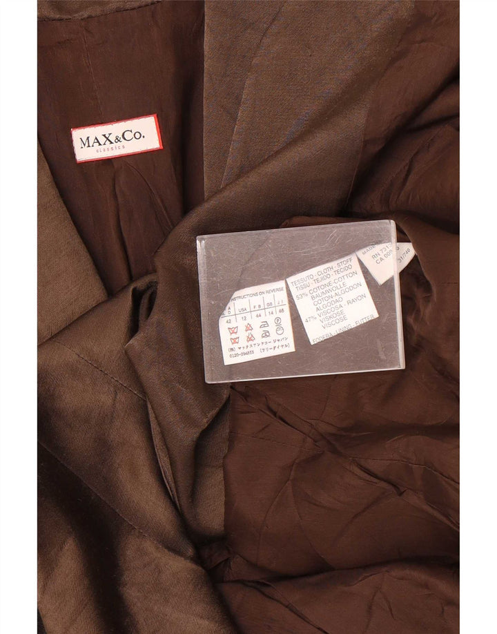 Max & Co. Chaqueta cruzada para mujer UK 44 Grande Algodón marrón