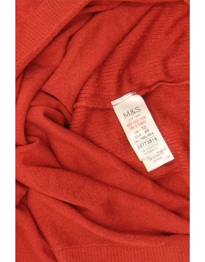 Marks & Spencer Jersey corto con cuello redondo para mujer, talla 40, talla M, color rojo