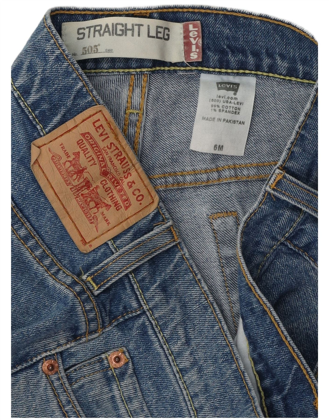 LEVI'S Jeans rectos 505 para mujer US 6 Medium W30 L31 Algodón azul