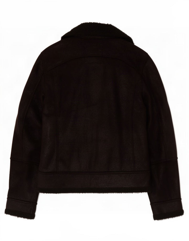 Zara Mens Sherpa Chaqueta Reino Unido 40 Grande Negro