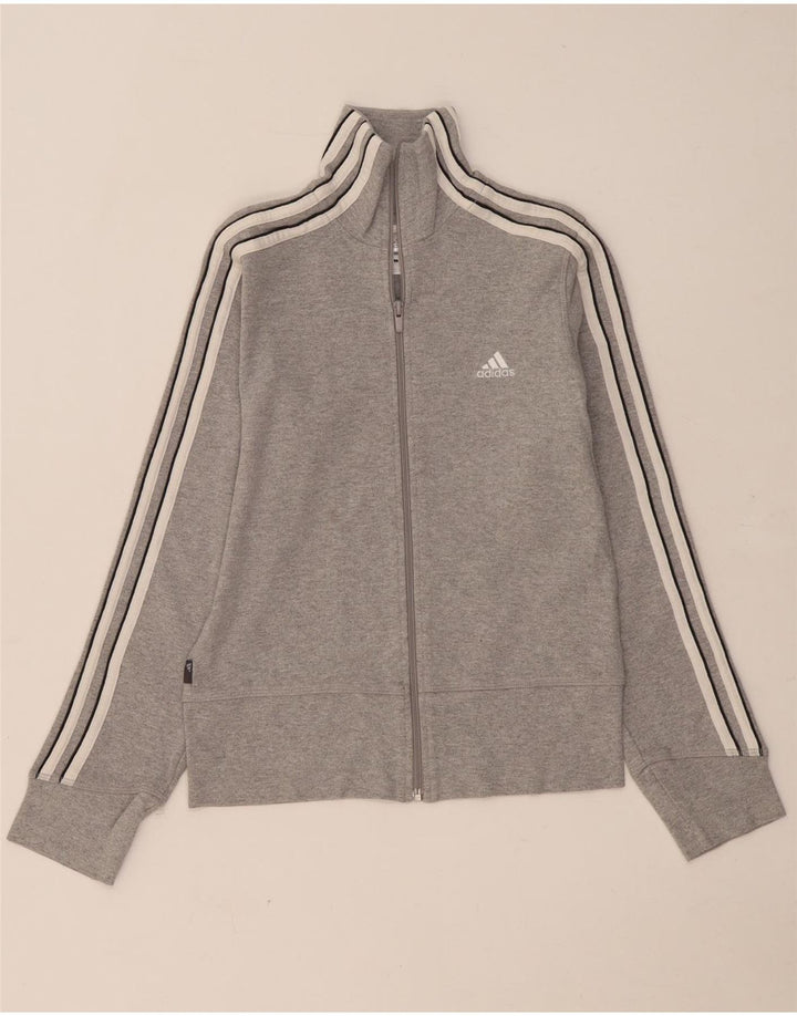 Adidas Mujer Chándal Top Chaqueta Reino Unido 10 Pequeño Gris Algodón