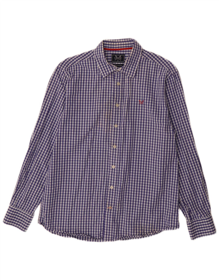Crew Clothing Camisa entallada para hombre Algodón a cuadros azul grande