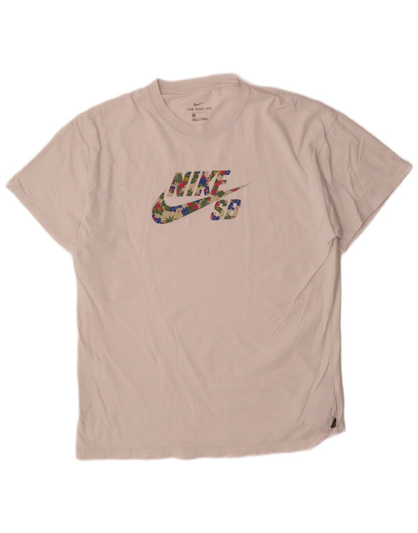 Nike Camiseta gráfica para hombre Top mediano de algodón blanco
