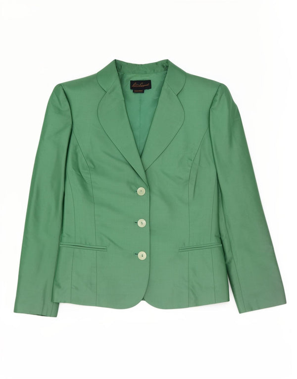 Luisa Spagnoli Chaqueta Blazer de 3 Botones para Mujer UK 44 Seda Verde Medio