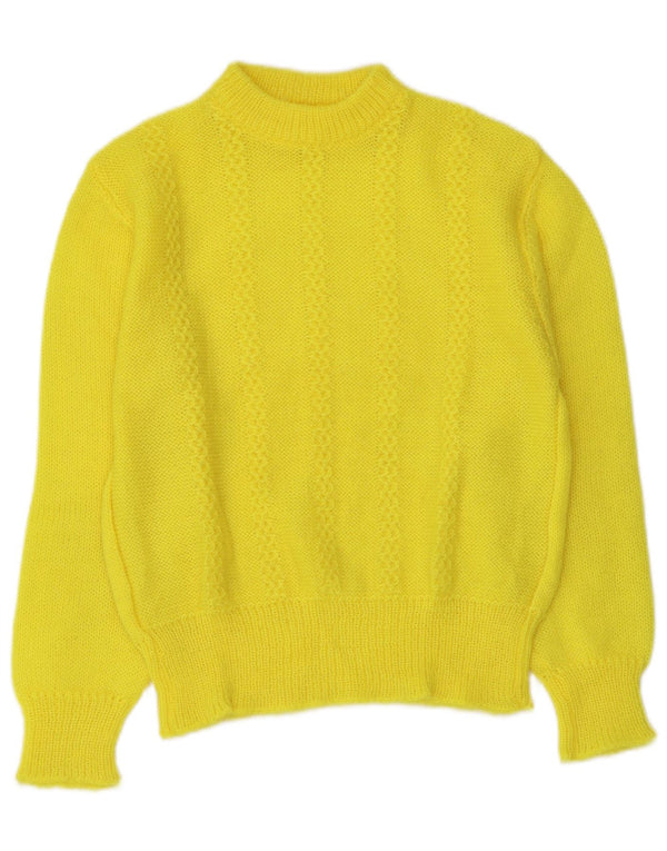 Vintage mujeres crop crew cuello jumper suéter Reino Unido 12 amarillo medio