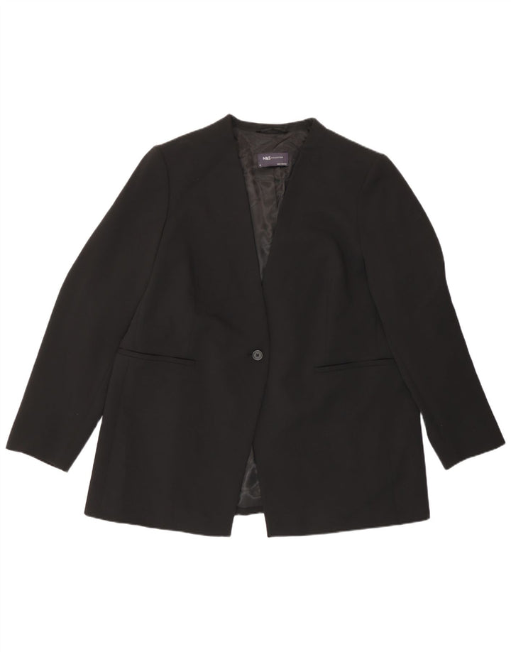Marks & Spencer Chaqueta tipo blazer con 1 botón para mujer UK 40 XL Poliéster negro