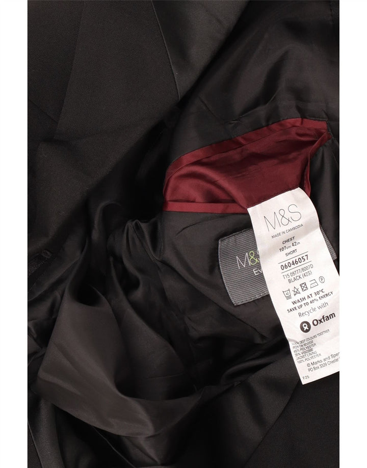 Marks & Spencer Chaqueta tipo blazer corta con 2 botones para hombre UK 42 XL Poliéster negro