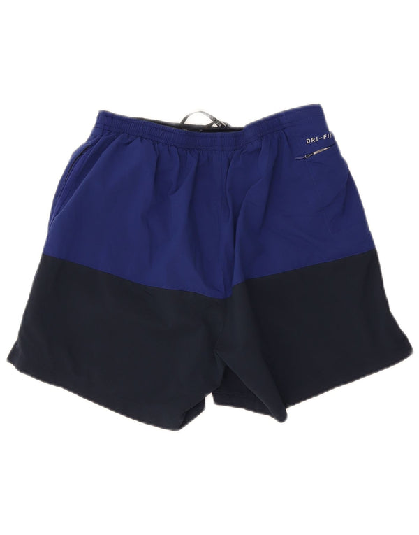 Pantalones cortos deportivos Nike Dri Fit para hombre Poliéster color block azul marino mediano