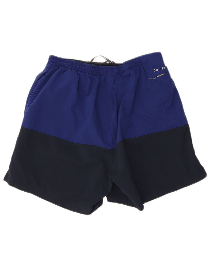 Pantalones cortos deportivos Nike Dri Fit para hombre Poliéster color block azul marino mediano
