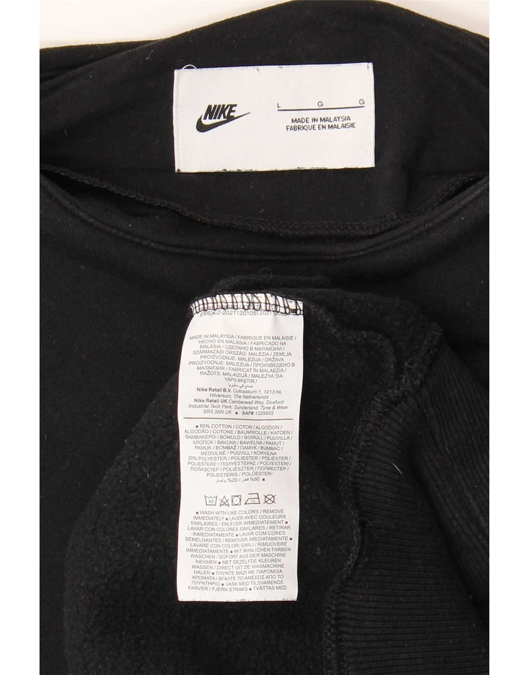 Nike - Sudadera extragrande para mujer, talla 40, talla grande, algodón negro