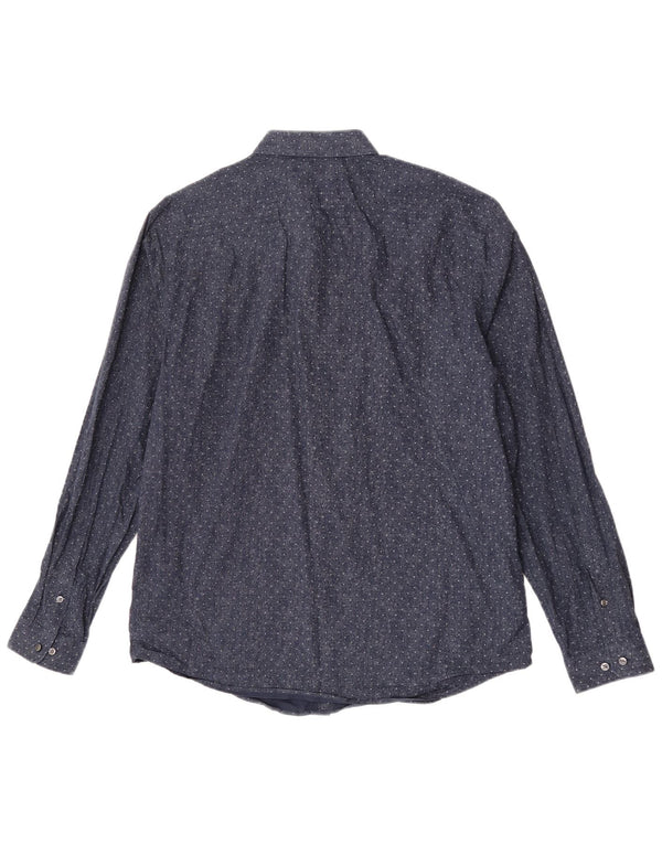 Jack & Jones Camisa premium para hombre Talla 44 XL Algodón con lunares azul marino