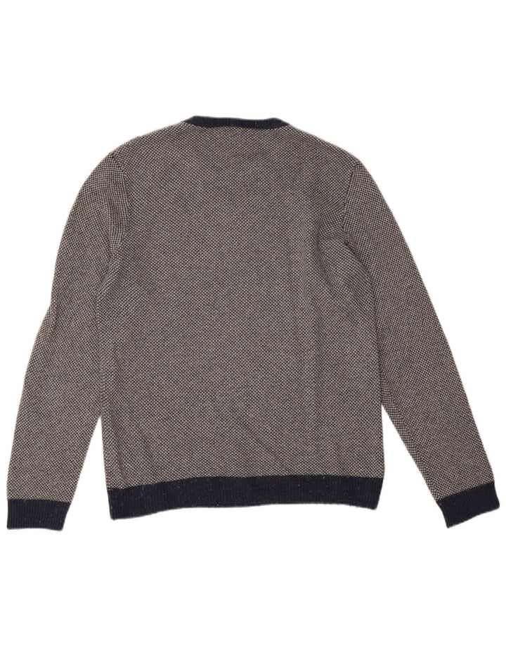 Lacoste Jersey de cuello redondo para hombre talla 4 mediano lana moteada azul marino