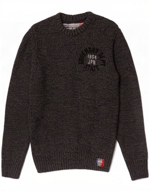 Superdry Jersey De Cuello Redondo Con Gráfico De Acrílico Moteado En Gris Medio