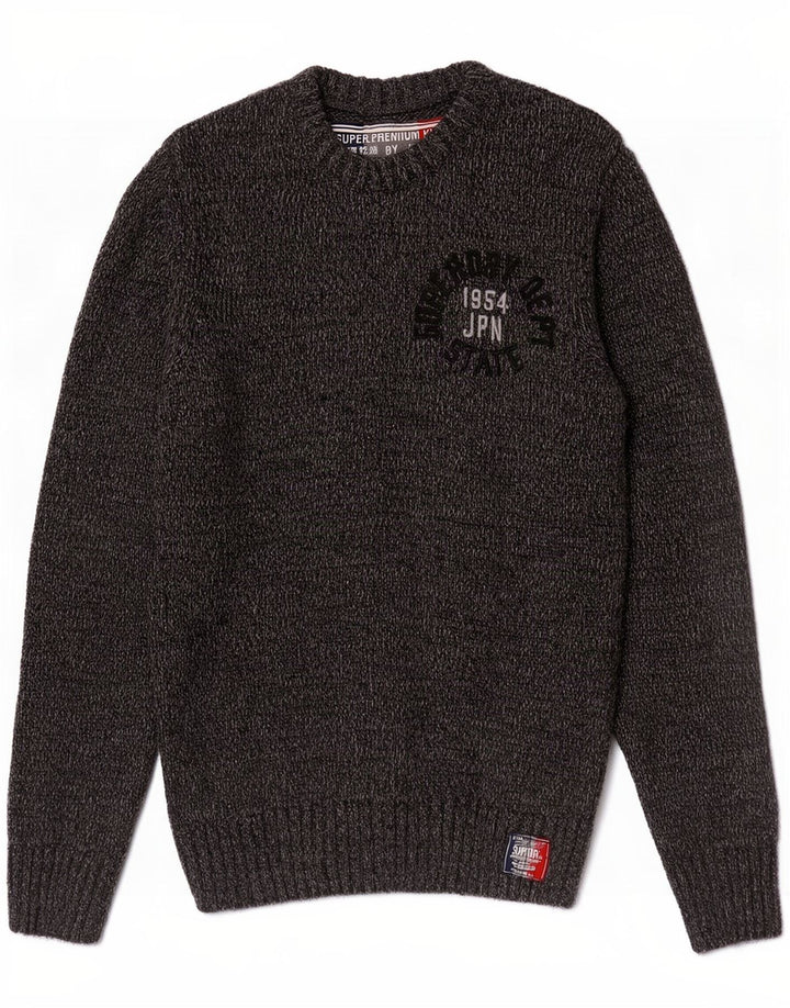 Superdry Jersey De Cuello Redondo Con Gráfico De Acrílico Moteado En Gris Medio