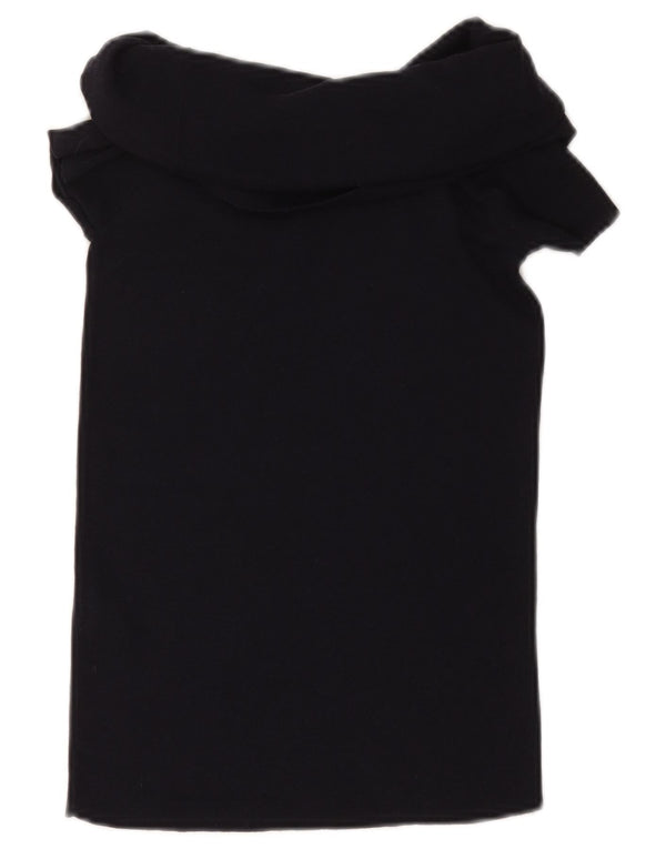 ZARA Mujer Blusa Corta Top UK 42 Medium Viscosa Negra