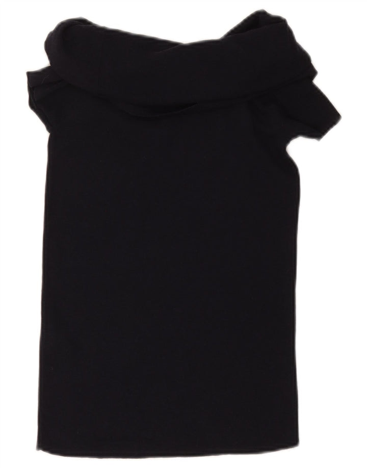 ZARA Mujer Blusa Corta Top UK 42 Medium Viscosa Negra