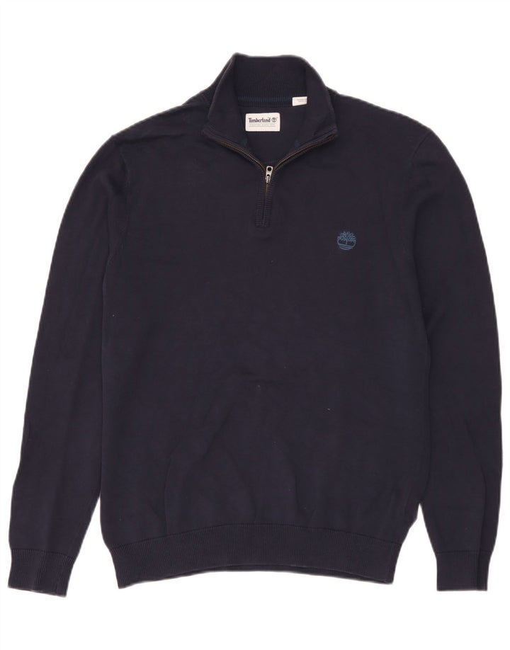 Timberland - Jersey para hombre con cremallera y cuello, talla pequeña, algodón azul marino
