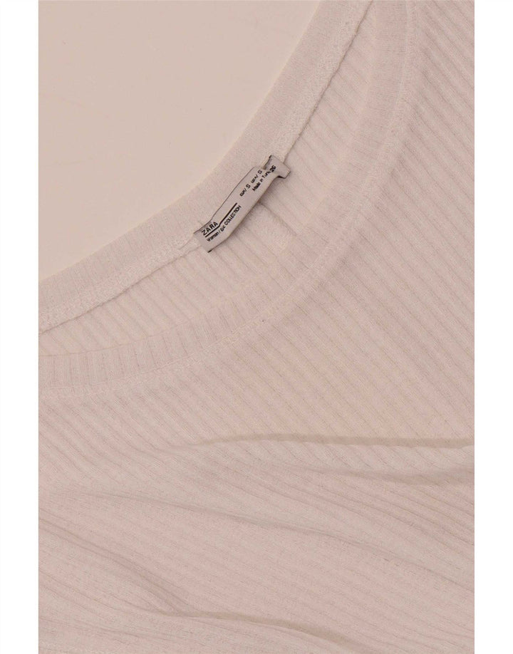 Zara Mujer Camiseta Sin Mangas Extragrande UK 10 Small Blanco