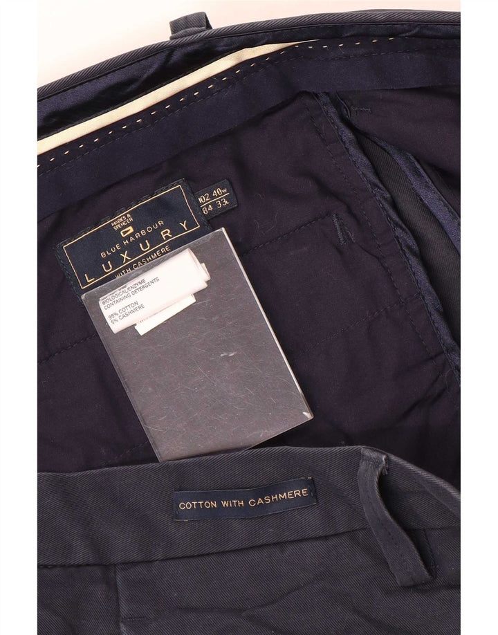 Marks & Spencer Pantalón de traje recto azul Harbor para hombre W40 L33 Azul marino