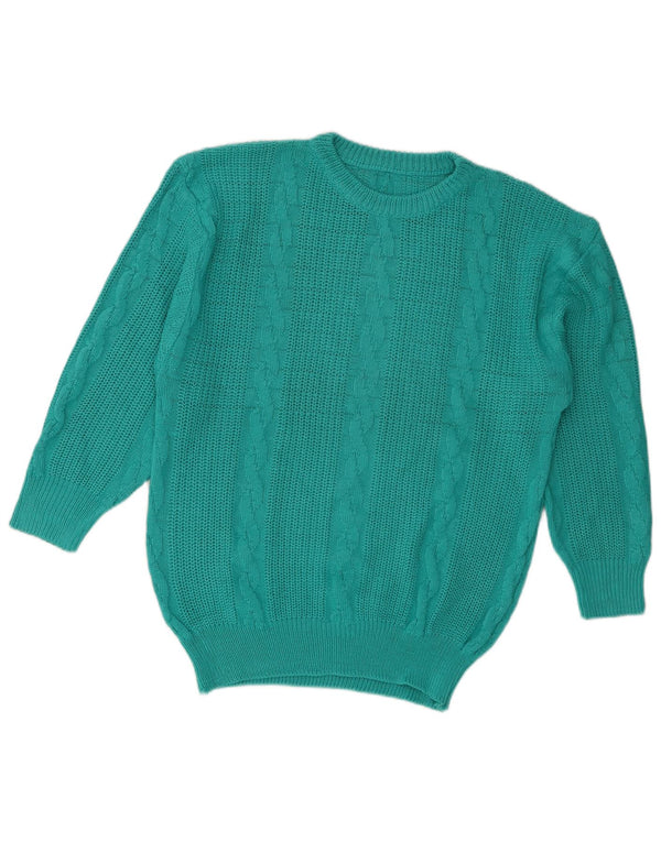 Vintage mujer cuello redondo jersey suéter Reino Unido 16 grande turquesa
