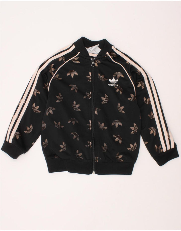 Adidas - Chaqueta de chándal con gráfico para niña, 3-4 años, negro, poliéster