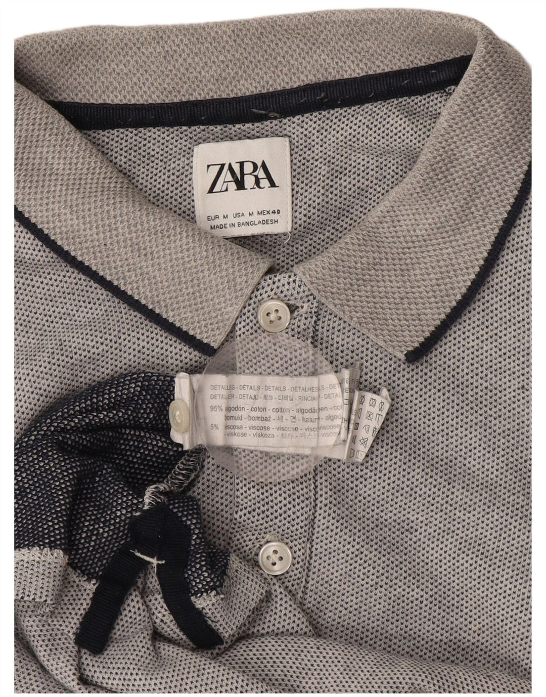 Zara Hombre Polo Polo Algodón Gris Medio