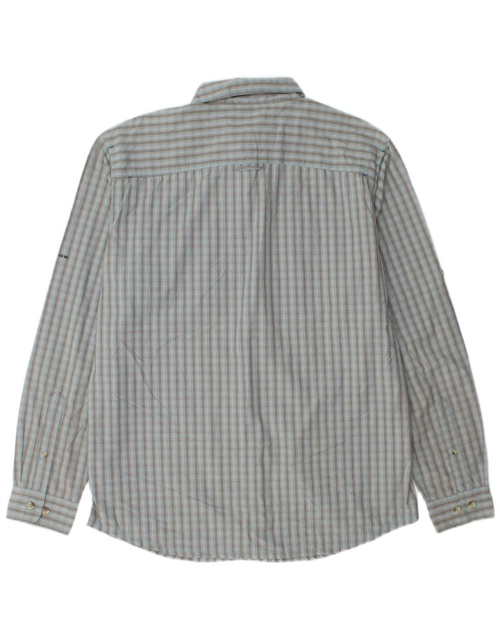 Camisa Columbia para hombre de algodón a cuadros azules grandes