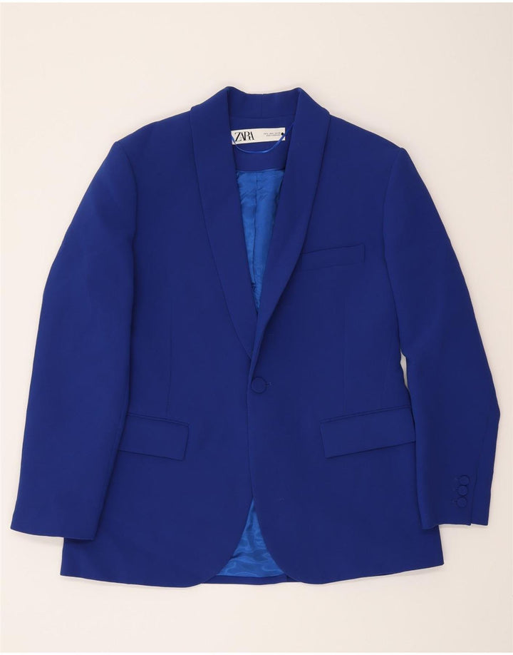 Zara Chaqueta Blazer De 1 Botón Para Hombre UK 40 Large Viscosa Azul