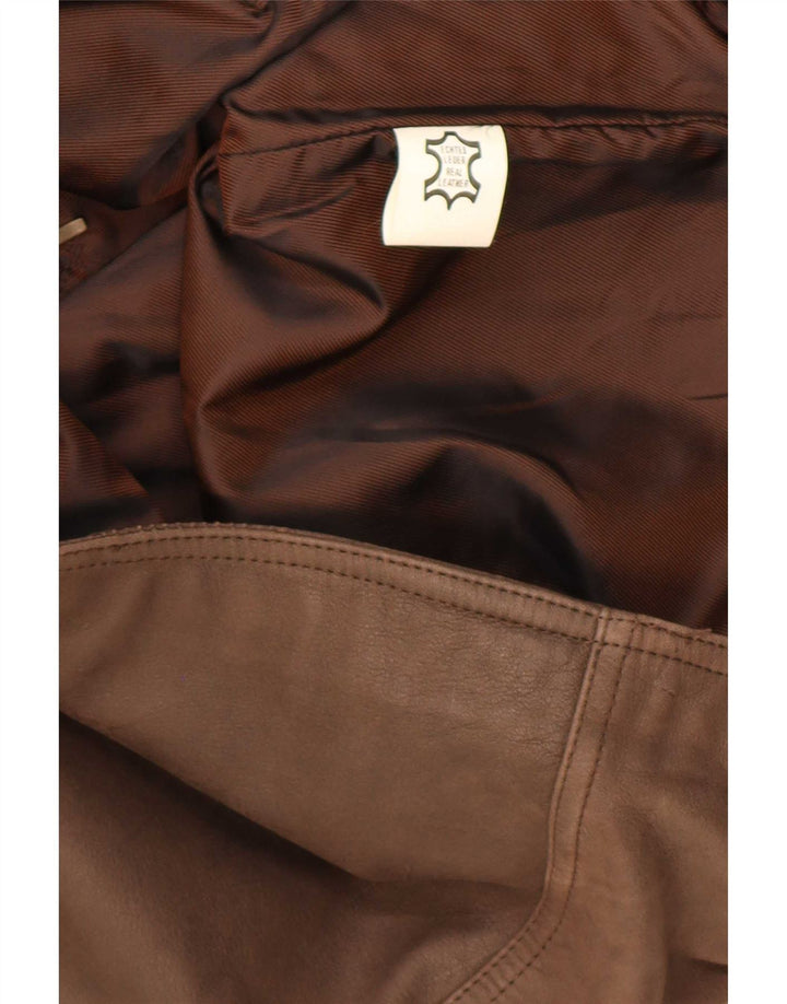 Chaleco de cuero vintage para hombre IT 64 5XL Marrón