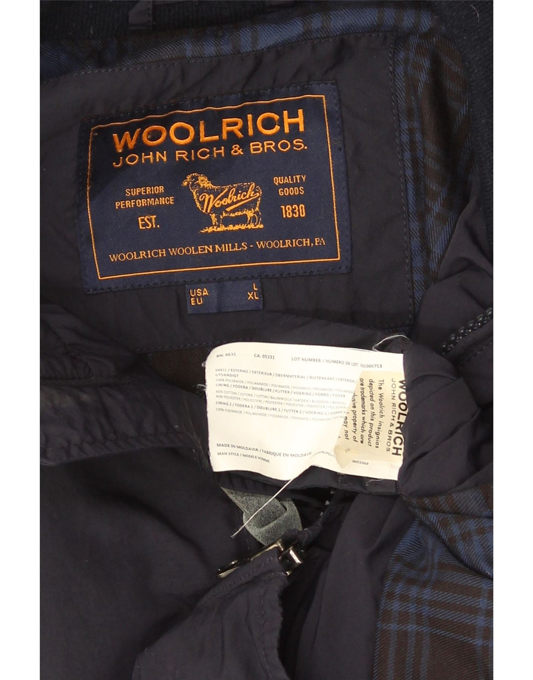 Woolrich Chaqueta bomber para hombre UK 40 Large Poliamida azul marino