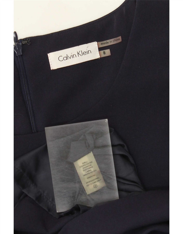 Calvin Klein Vestido sin mangas para mujer US 8 Medio Azul Marino Poliéster
