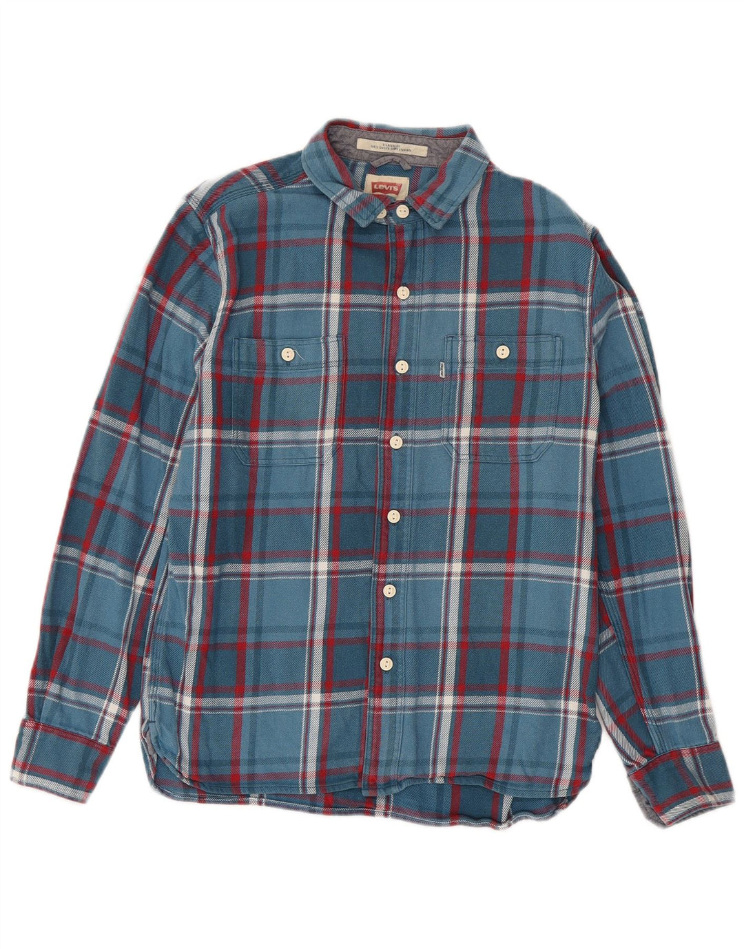 Levi's Camisa de franela de corte estándar para hombre, cuadros azules pequeños